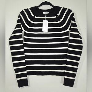 MANGO CUT-OUT STRIPED SWEATER.